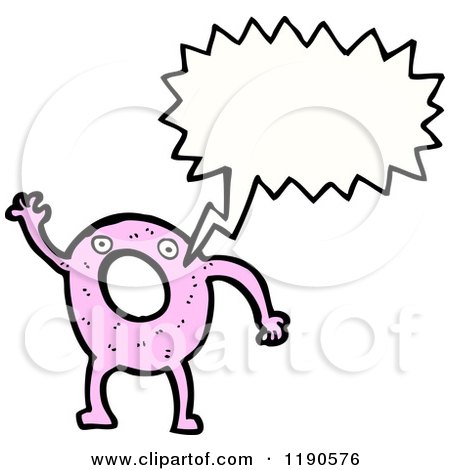 Cartoon of a Half Eaten Pink Donut Speaking - Royalty Free Vector Illustration by lineartestpilot