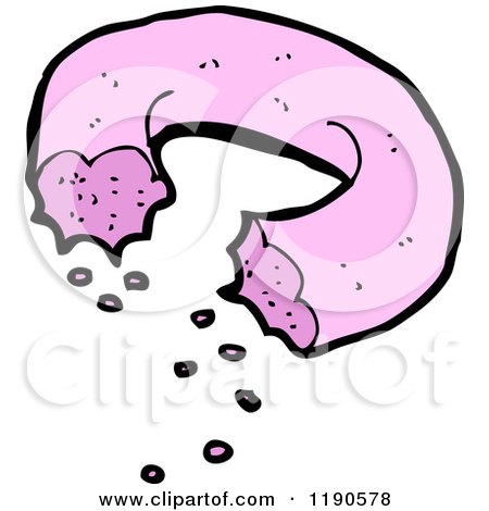 Cartoon of a Half Eaten Pink Donut - Royalty Free Vector Illustration by lineartestpilot