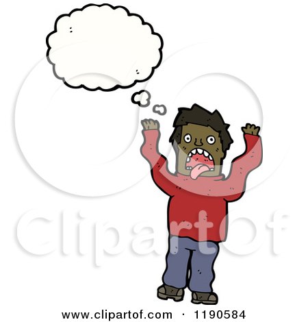 Cartoon of an African American Crazy Man Thinking - Royalty Free Vector Illustration by lineartestpilot