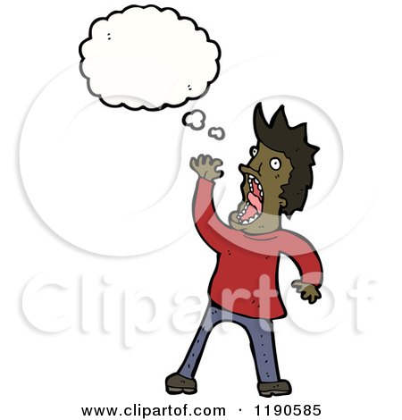 Cartoon of an Frightened African American Man Thinking - Royalty Free Vector Illustration by lineartestpilot