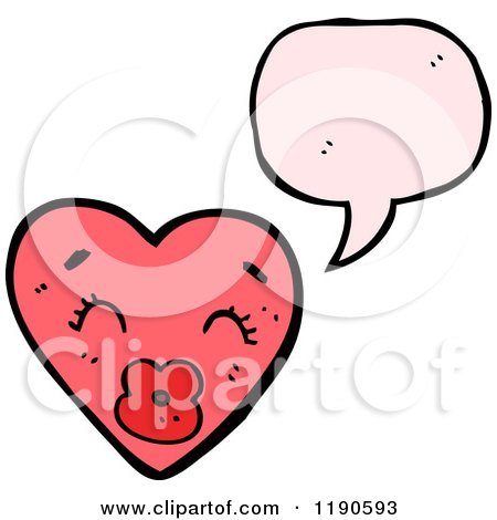 Cartoon of a Valentine Heart Speaking - Royalty Free Vector Illustration by lineartestpilot
