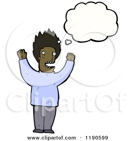 Cartoon of a Black Man Thinking - Royalty Free Vector Illustration by lineartestpilot