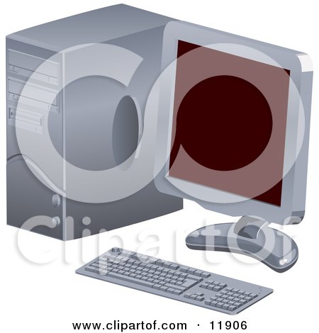 Personal Desktop Computer PC With a Flat Screen Clipart Illustration by AtStockIllustration