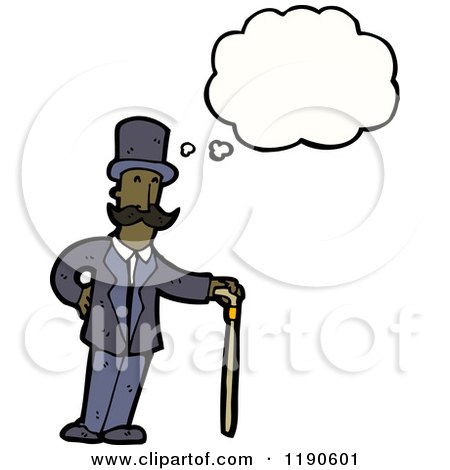 Cartoon of a Black Man with a CaneThinking - Royalty Free Vector Illustration by lineartestpilot