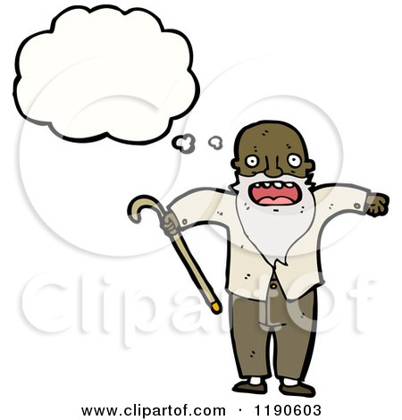 Cartoon of an Old Black Man Thinking - Royalty Free Vector Illustration by lineartestpilot
