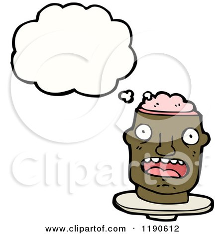 Cartoon of a Black Man's Brains Thinking - Royalty Free Vector Illustration by lineartestpilot