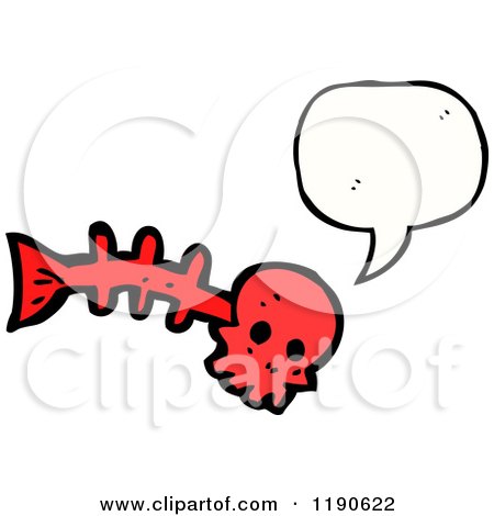 Cartoon of a Skull and Fish Skeleton Speaking - Royalty Free Vector Illustration by lineartestpilot