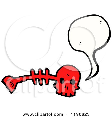 Cartoon of a Skull and Fish Skeleton Speaking - Royalty Free Vector Illustration by lineartestpilot