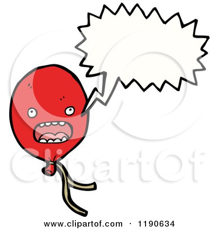 Cartoon of a Red Balloon Speaking - Royalty Free Vector Illustration by lineartestpilot