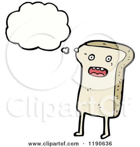 Cartoon of a Slice of Bread Thinking - Royalty Free Vector Illustration by lineartestpilot