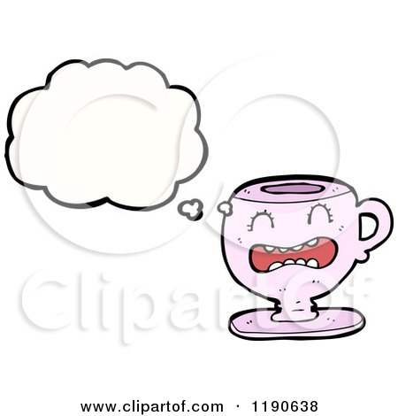 Cartoon of a Teacup Thinking - Royalty Free Vector Illustration by lineartestpilot