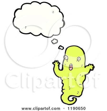 Cartoon of a Green Ghoul Thinking - Royalty Free Vector Illustration by lineartestpilot