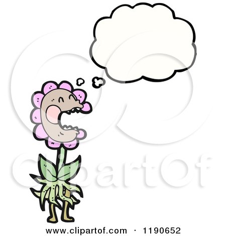Cartoon of a Pink Flower Thinking - Royalty Free Vector Illustration by lineartestpilot