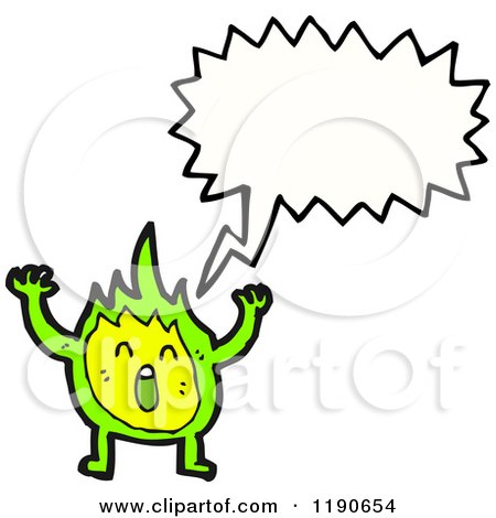 Cartoon of a Flame Character Speaking - Royalty Free Vector Illustration by lineartestpilot