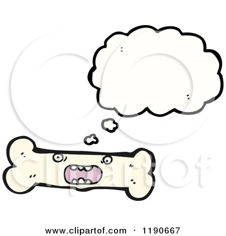 Cartoon of a Bone Thinking - Royalty Free Vector Illustration by lineartestpilot