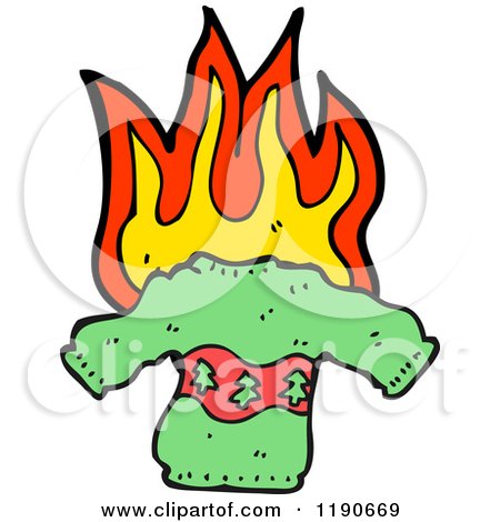 Cartoon of a Flaming Christmas Sweater - Royalty Free Vector Illustration by lineartestpilot