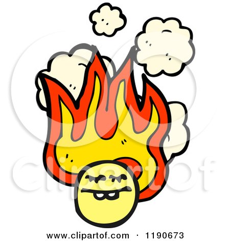 Cartoon of a Flaming Face Character - Royalty Free Vector Illustration by lineartestpilot