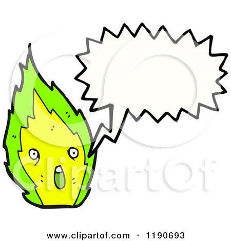 Cartoon of a Flame Character Speaking - Royalty Free Vector Illustration by lineartestpilot