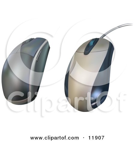 Corded and Wireless Computer Mouse Clipart Illustration by AtStockIllustration