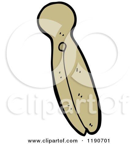 Cartoon of a Wooden Clothespin - Royalty Free Vector Illustration by lineartestpilot