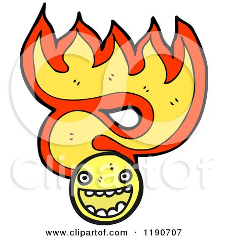 Cartoon of a Face in Flames - Royalty Free Vector Illustration by lineartestpilot