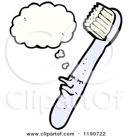Cartoon of a Toothbrush Thinking - Royalty Free Vector Illustration by lineartestpilot