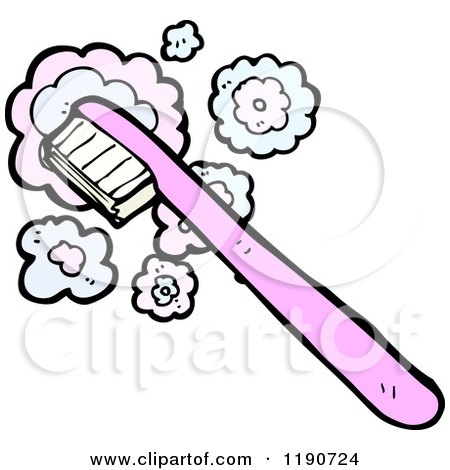Cartoon of a Toothbrush Thinking - Royalty Free Vector Illustration by lineartestpilot