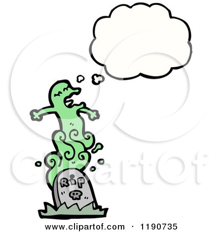Cartoon of a Ghost Rising from the Grave - Royalty Free Vector Illustration by lineartestpilot