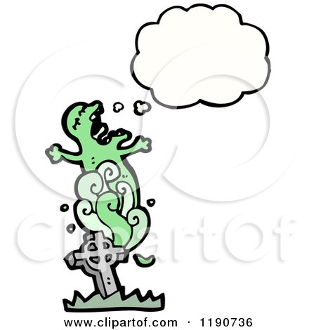 Cartoon of a Ghost Rising from the Grave - Royalty Free Vector Illustration by lineartestpilot