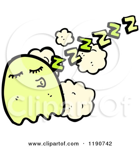 Cartoon of a Ghost Sleeping - Royalty Free Vector Illustration by lineartestpilot