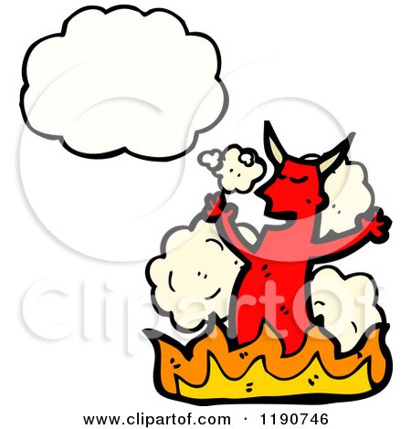 Cartoon of a Devil Thinking - Royalty Free Vector Illustration by lineartestpilot