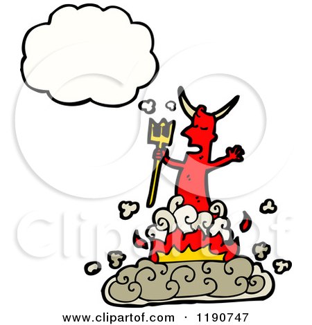 Cartoon of a Devil Thinking - Royalty Free Vector Illustration by lineartestpilot