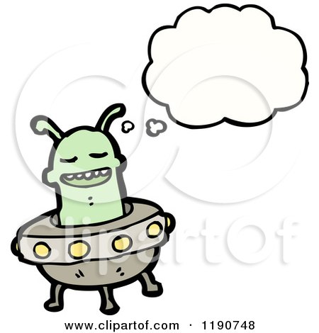 Cartoon of a Martian Thinking - Royalty Free Vector Illustration by lineartestpilot