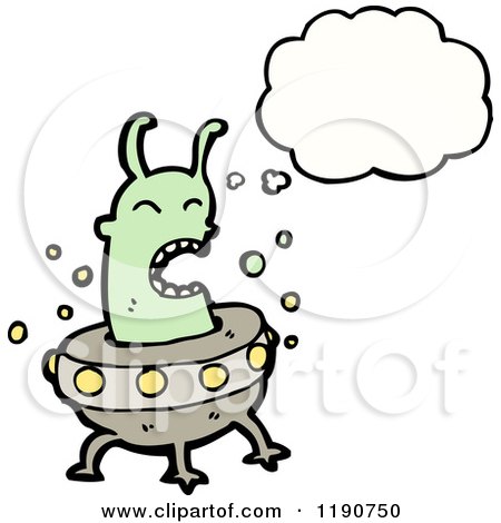 Cartoon of a Martian Thinking - Royalty Free Vector Illustration by lineartestpilot