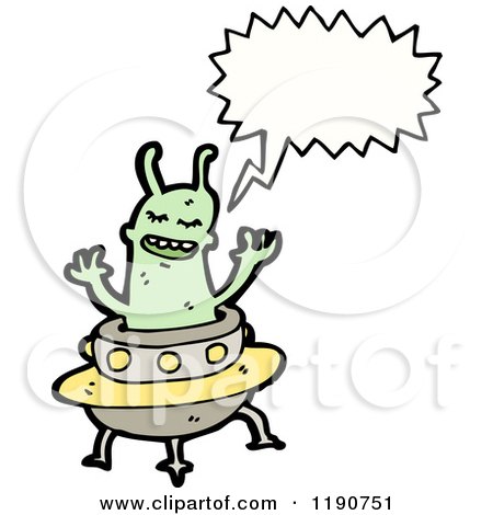 Cartoon of a Martian Speaking - Royalty Free Vector Illustration by lineartestpilot
