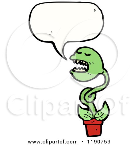 Cartoon of a Carnivorus Plant Speaking - Royalty Free Vector Illustration by lineartestpilot