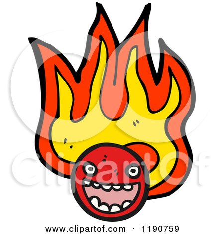 Cartoon of a Flaming Face Character - Royalty Free Vector Illustration by lineartestpilot