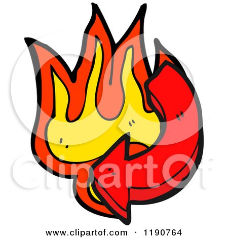 Cartoon of a Directional Arrow in Flames - Royalty Free Vector Illustration by lineartestpilot