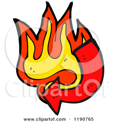 Cartoon of a Directional Arrow in Flames - Royalty Free Vector Illustration by lineartestpilot