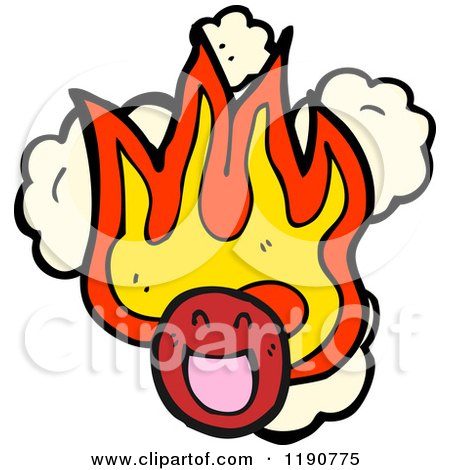 Cartoon of a Face in Flames - Royalty Free Vector Illustration by lineartestpilot