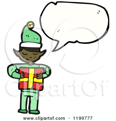 Cartoon of an African American Elf Speaking - Royalty Free Vector Illustration by lineartestpilot