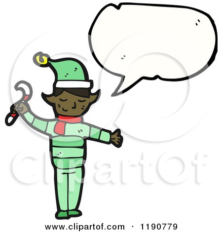 Cartoon of an African American Elf Speaking - Royalty Free Vector Illustration by lineartestpilot