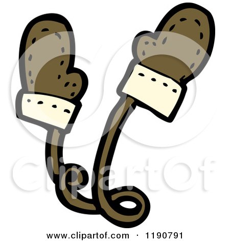 Cartoon of Children's Mittens on a String - Royalty Free Vector Illustration by lineartestpilot
