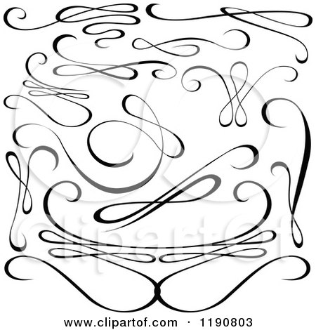 Clipart of Black and White Calligraphic Designs 2 - Royalty Free Vector Illustration by dero