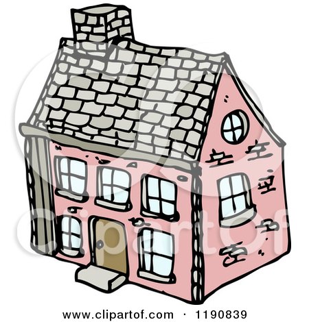 Cartoon of a Brick House - Royalty Free Vector Illustration by lineartestpilot