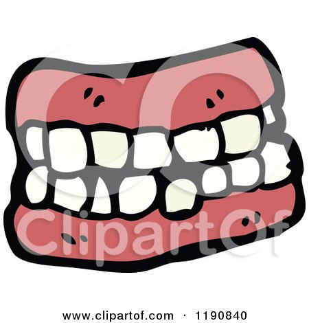 Cartoon of a Set Dentures - Royalty Free Vector Illustration by lineartestpilot
