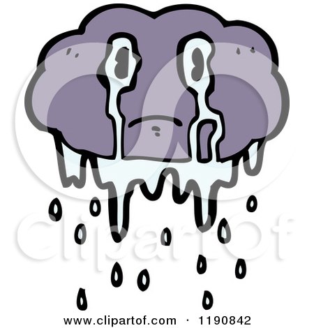 Cartoon of a Crying Rain Cloud - Royalty Free Vector Illustration by lineartestpilot