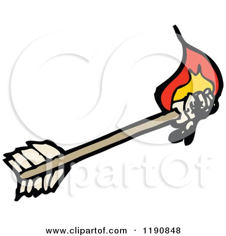 Cartoon of a Flaming Arrow - Royalty Free Vector Illustration by lineartestpilot