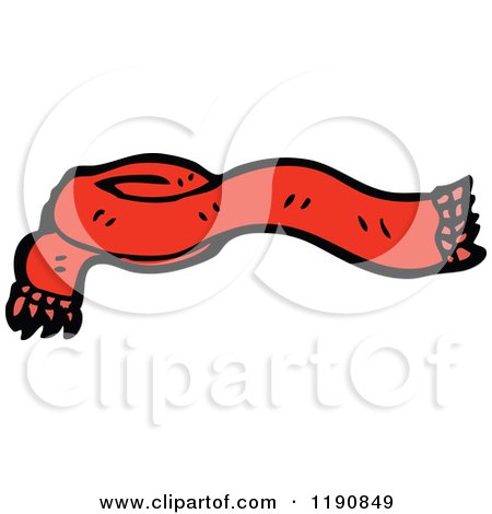 Cartoon of a Red Knit Scarf - Royalty Free Vector Illustration by lineartestpilot