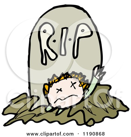Cartoon of a Body Coming out of a Grave - Royalty Free Vector Illustration by lineartestpilot